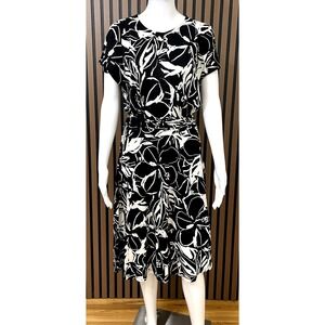 Lauren Ralph Lauren Women's M Black Dress Cotton Shirt‎ Floral Stretch Workwear
